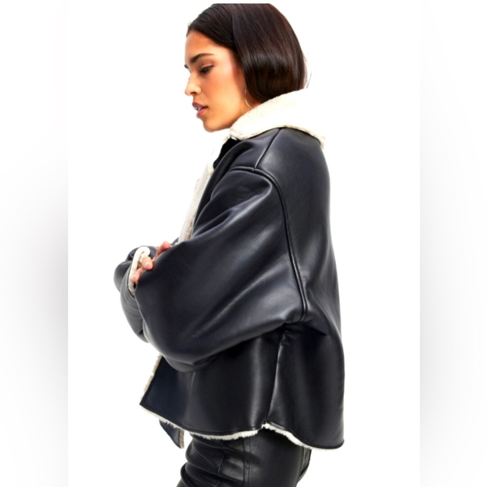 Good American Bomber style vegan leather jacket size 5/6 (2XL/3XL) New!! - Picture 7 of 10